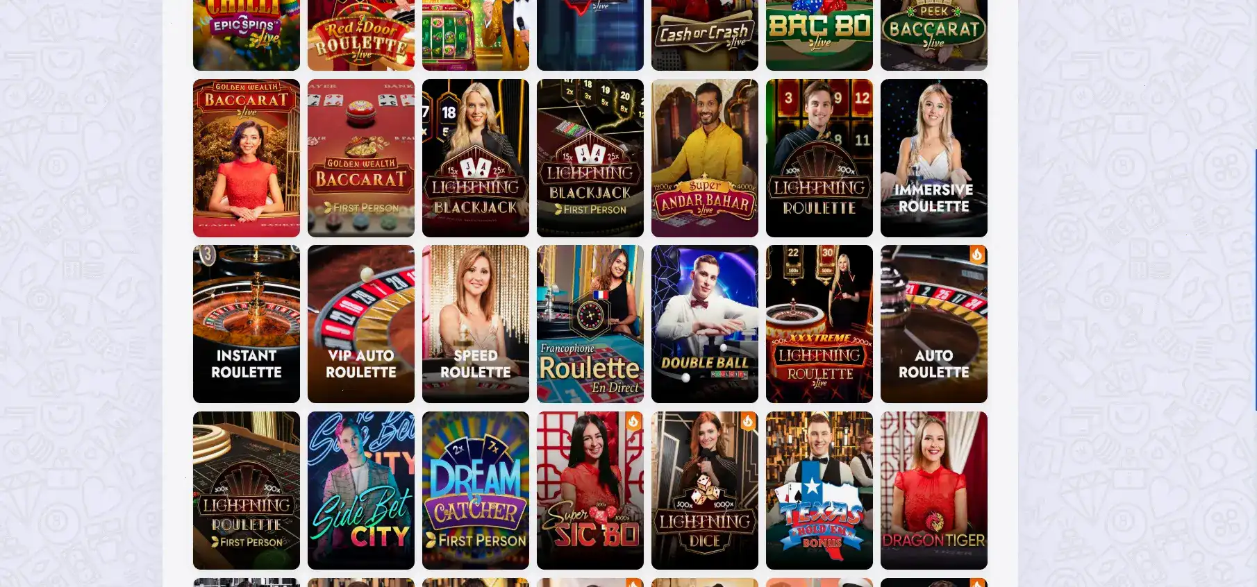 игровой процесс в live казино hotskins